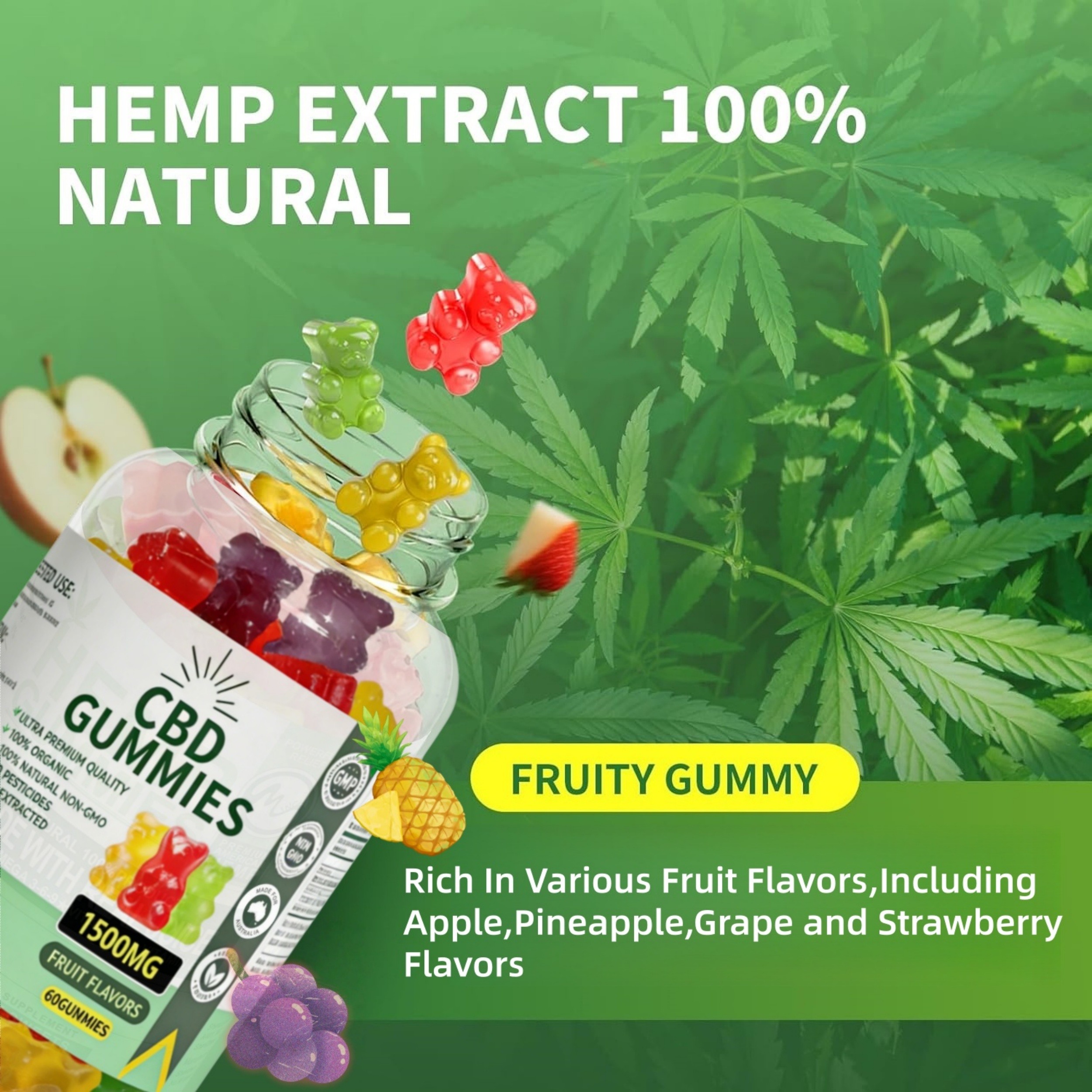 3000mg CBD gummies promotional product graphic