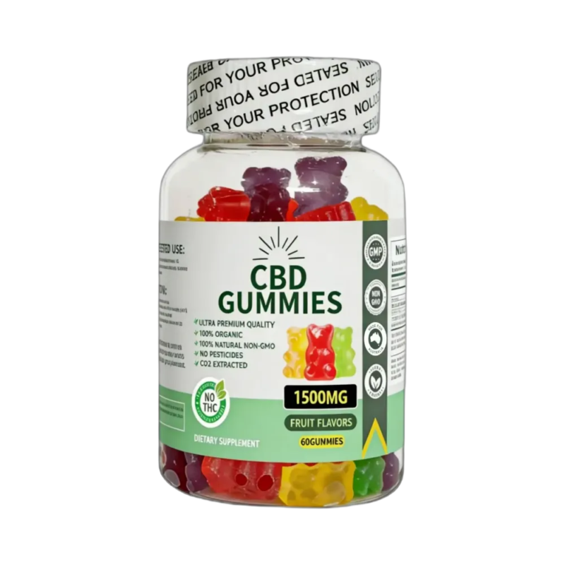 1500mg CBD Gummies Australia bottle with 60 broad-spectrum gummies