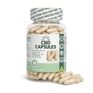 cbd capsules with caps out front
