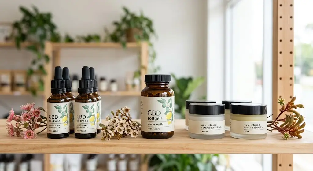 CBD Product Types comparing sublingual drops softgels and topicals in Australia