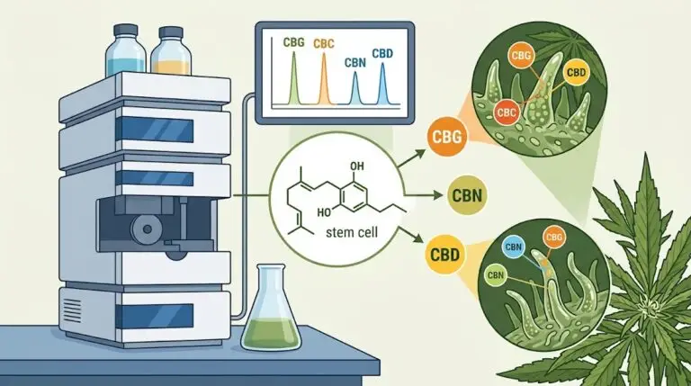 Hemp minor cannabinoids illustrated in a botanical laboratory setup
