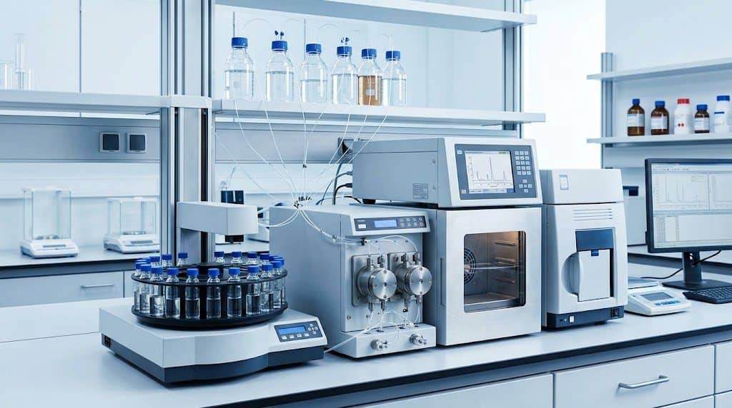 HPLC Cannabinoid Testing liquid chromatography laboratory setup